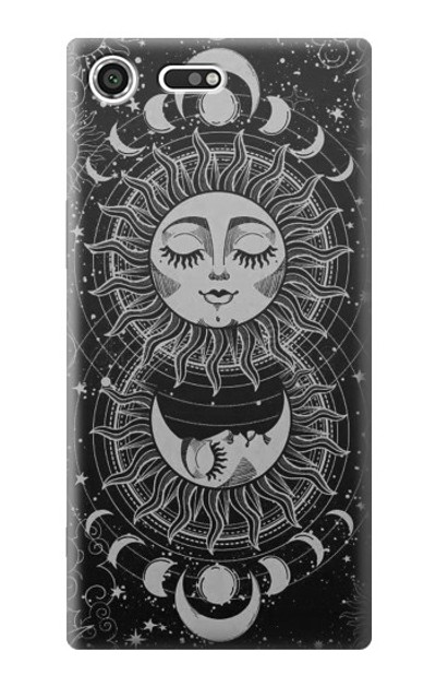 S3854 Mystical Sun Face Crescent Moon Case Cover Custodia per Sony Xperia XZ Premium