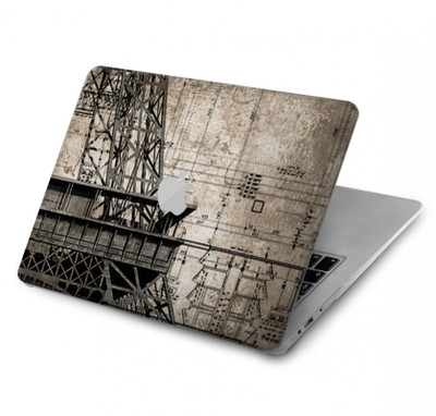 S3416 Eiffel Tower Blueprint Case Cover Custodia per MacBook Pro 16 M1,M2 (2021,2023) - A2485, A2780