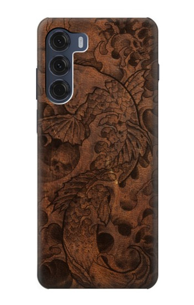 S3405 Fish Tattoo Leather Graphic Print Case Cover Custodia per Motorola Moto G200 5G