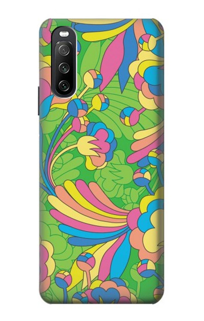 S3273 Flower Line Art Pattern Case Cover Custodia per Sony Xperia 10 III Lite