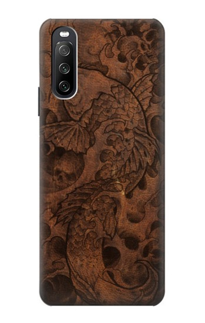 S3405 Fish Tattoo Leather Graphic Print Case Cover Custodia per Sony Xperia 10 III Lite