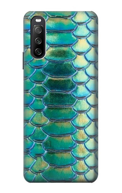 S3414 Green Snake Scale Graphic Print Case Cover Custodia per Sony Xperia 10 III Lite