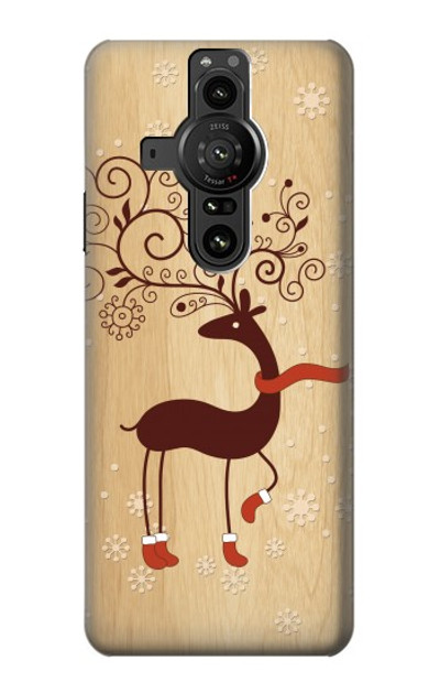 S3081 Wooden Raindeer Graphic Printed Case Cover Custodia per Sony Xperia Pro-I