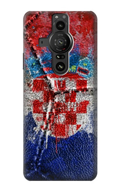 S3313 Croatia Flag Vintage Football Graphic Case Cover Custodia per Sony Xperia Pro-I