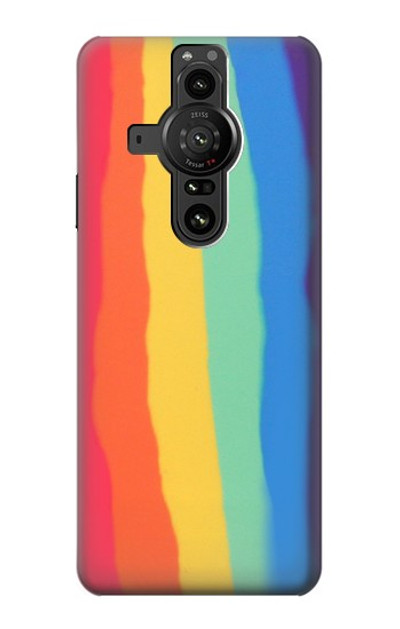 S3799 Cute Vertical Watercolor Rainbow Case Cover Custodia per Sony Xperia Pro-I