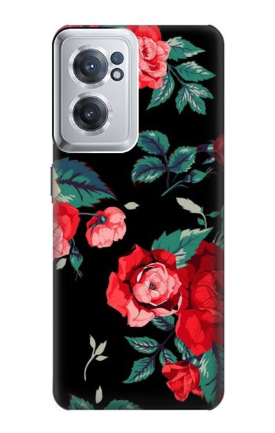 S3112 Rose Floral Pattern Black Case Cover Custodia per OnePlus Nord CE 2 5G