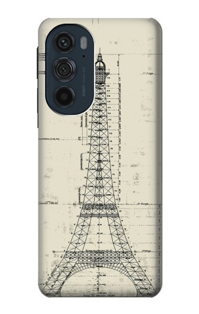 S3474 Eiffel Architectural Drawing Case Cover Custodia per Motorola Edge 30 Pro