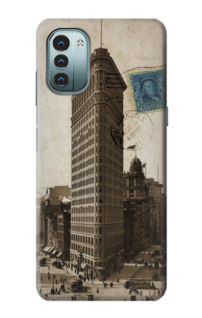 S2832 New York 1903 Flatiron Building Postcard Case Cover Custodia per Nokia G11, G21