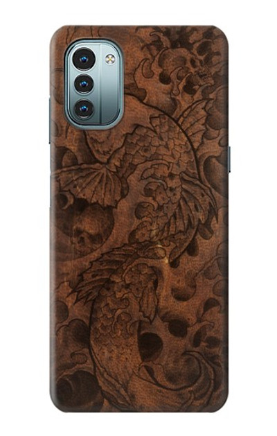 S3405 Fish Tattoo Leather Graphic Print Case Cover Custodia per Nokia G11, G21