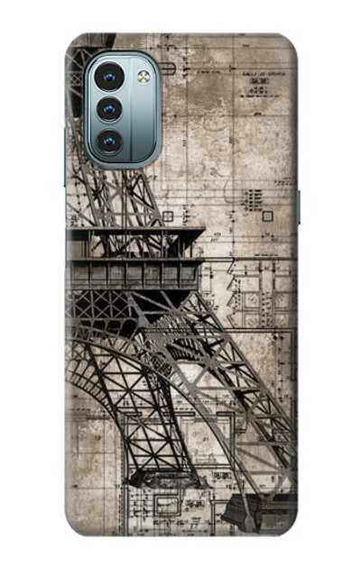 S3416 Eiffel Tower Blueprint Case Cover Custodia per Nokia G11, G21