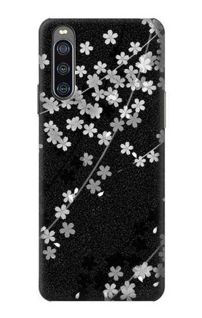 S2544 Japanese Kimono Style Black Flower Pattern Case Cover Custodia per Sony Xperia 10 IV S2544 Japanese Kimono Style Black Flower Pattern Case Cover Custodia per Sony Xperia 10 IV