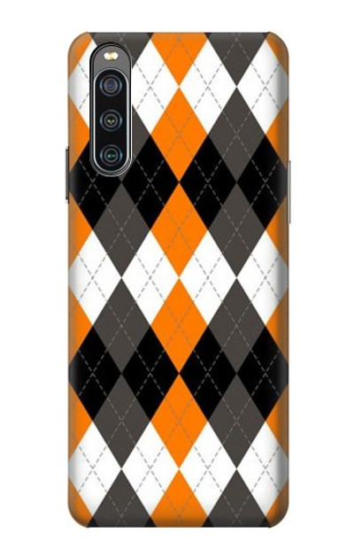 S3421 Black Orange White Argyle Plaid Case Cover Custodia per Sony Xperia 10 IV