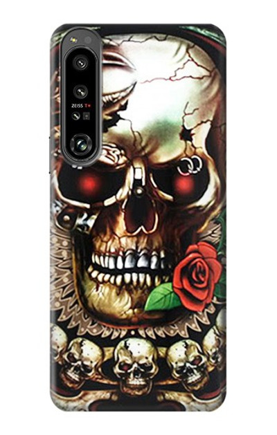S0753 Skull Wing Rose Punk Case Cover Custodia per Sony Xperia 1 IV S0753 Skull Wing Rose Punk Case Cover Custodia per Sony Xperia 1 IV