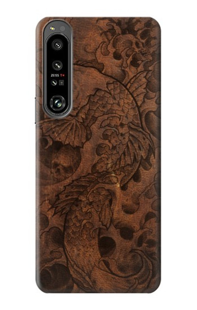 S3405 Fish Tattoo Leather Graphic Print Case Cover Custodia per Sony Xperia 1 IV