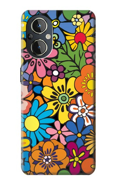 S3281 Colorful Hippie Flowers Pattern Case Cover Custodia per OnePlus Nord N20 5G