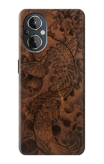 S3405 Fish Tattoo Leather Graphic Print Case Cover Custodia per OnePlus Nord N20 5G