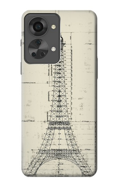 S3474 Eiffel Architectural Drawing Case Cover Custodia per OnePlus Nord 2T