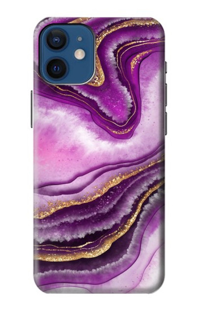 S3896 Purple Marble Gold Streaks Case Cover Custodia per iPhone 12 mini