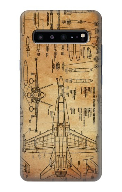 S3868 Aircraft Blueprint Old Paper Case Cover Custodia per Samsung Galaxy S10 5G