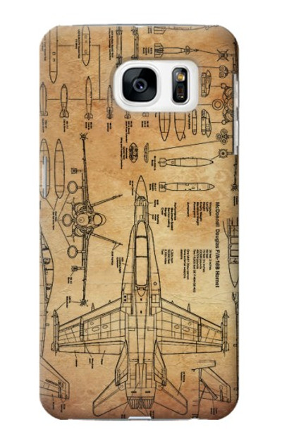 S3868 Aircraft Blueprint Old Paper Case Cover Custodia per Samsung Galaxy S7