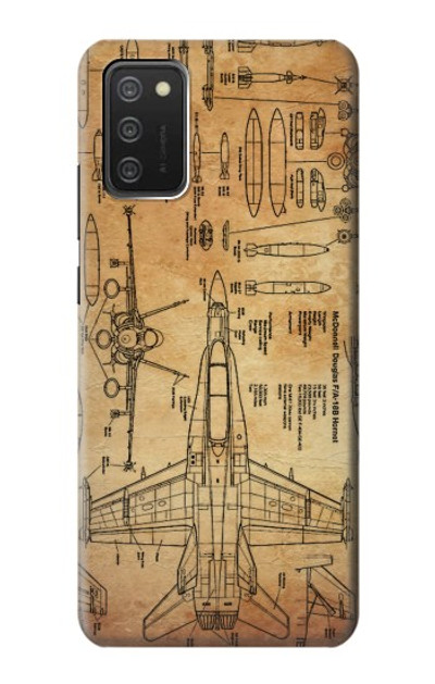 S3868 Aircraft Blueprint Old Paper Case Cover Custodia per Samsung Galaxy A03S