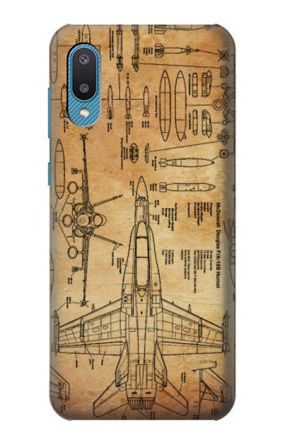 S3868 Aircraft Blueprint Old Paper Case Cover Custodia per Samsung Galaxy A04, Galaxy A02, M02