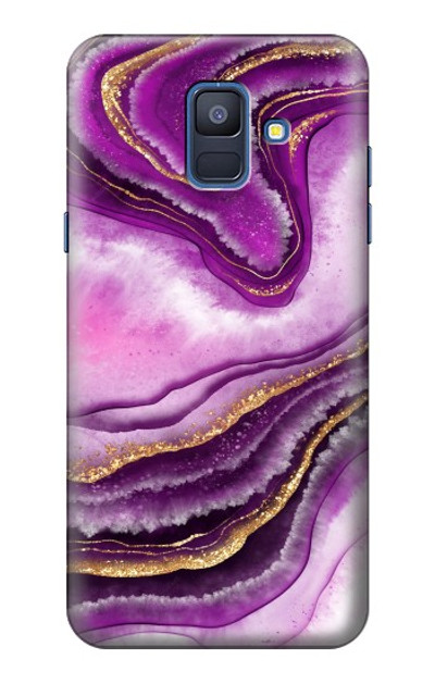 S3896 Purple Marble Gold Streaks Case Cover Custodia per Samsung Galaxy A6 (2018)