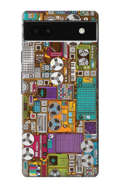 S3879 Retro Music Doodle Case Cover Custodia per Google Pixel 6a