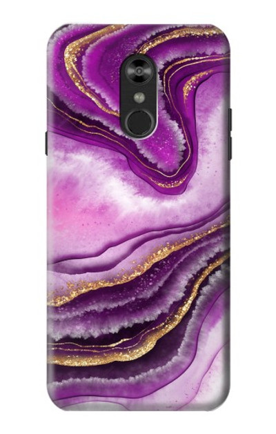 S3896 Purple Marble Gold Streaks Case Cover Custodia per LG Q Stylo 4, LG Q Stylus