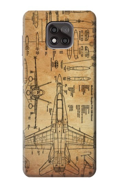 S3868 Aircraft Blueprint Old Paper Case Cover Custodia per Motorola Moto G Power (2021)