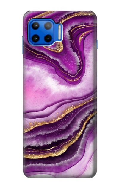 S3896 Purple Marble Gold Streaks Case Cover Custodia per Motorola Moto G 5G Plus