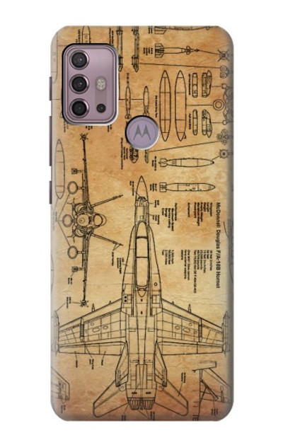 S3868 Aircraft Blueprint Old Paper Case Cover Custodia per Motorola Moto G30, G20, G10