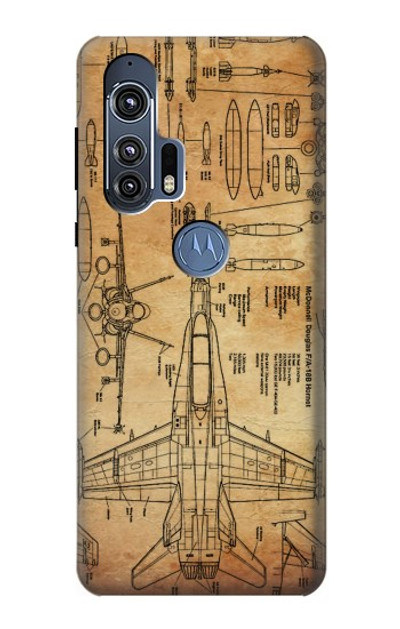 S3868 Aircraft Blueprint Old Paper Case Cover Custodia per Motorola Edge+