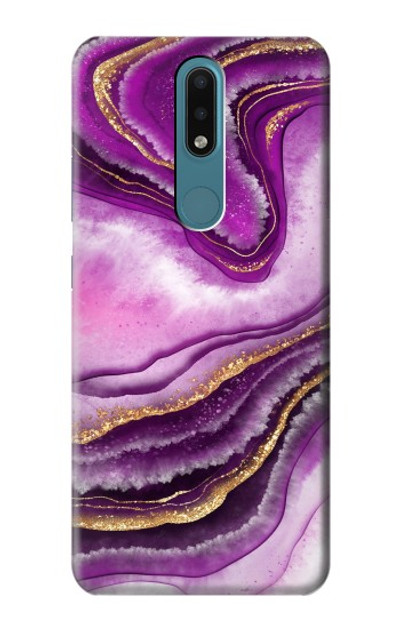 S3896 Purple Marble Gold Streaks Case Cover Custodia per Nokia 2.4