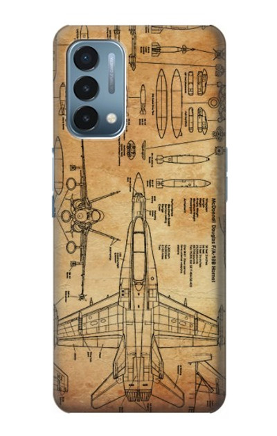 S3868 Aircraft Blueprint Old Paper Case Cover Custodia per OnePlus Nord N200 5G