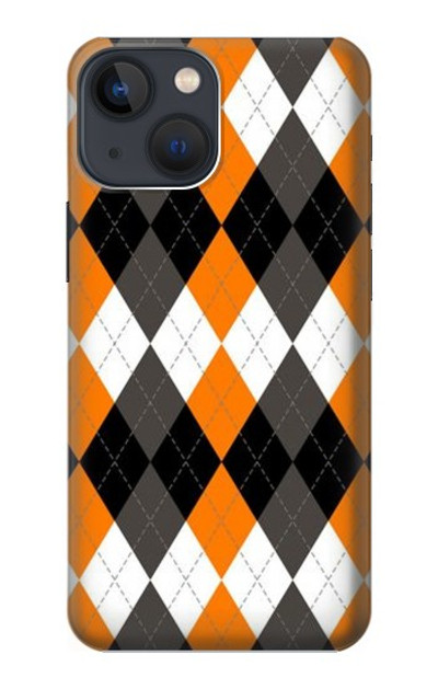 S3421 Black Orange White Argyle Plaid Case Cover Custodia per iPhone 14