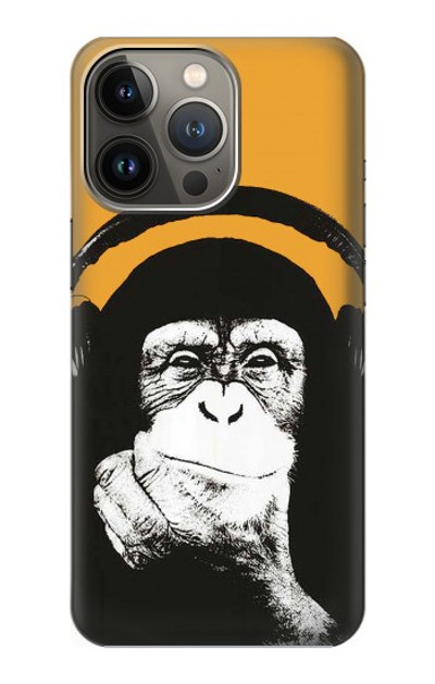 S2324 Funny Monkey with Headphone Pop Music Case Cover Custodia per iPhone 14 Pro