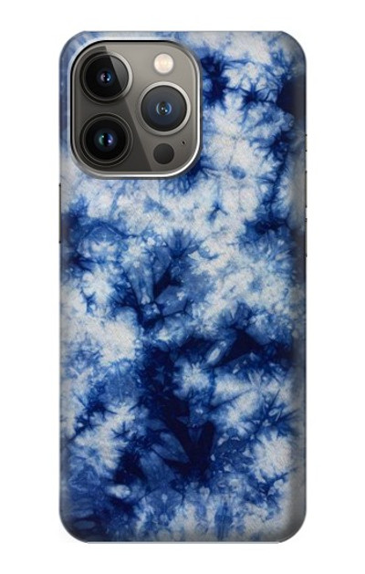 S3439 Fabric Indigo Tie Dye Case Cover Custodia per iPhone 14 Pro