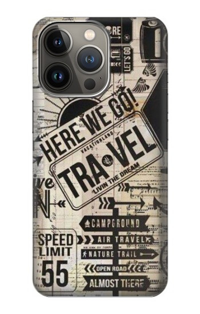 S3441 Vintage Travel Case Cover Custodia per iPhone 14 Pro