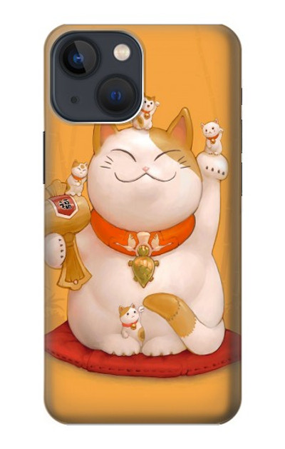 S1217 Maneki Neko Lucky Cat Case Cover Custodia per iPhone 14 Plus