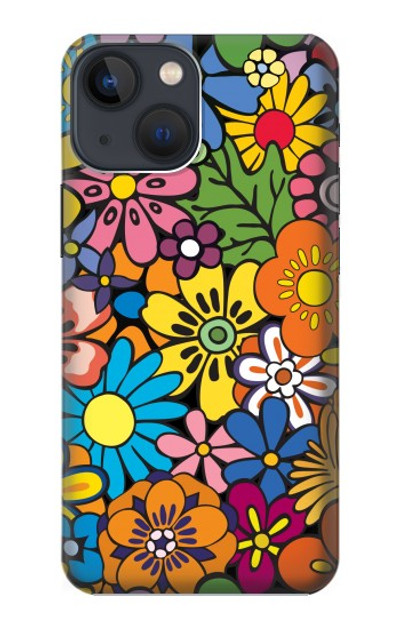 S3281 Colorful Hippie Flowers Pattern Case Cover Custodia per iPhone 14 Plus