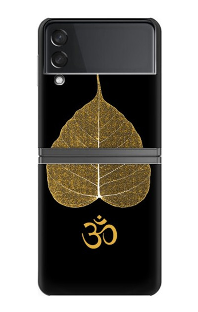 S2331 Gold Leaf Buddhist Om Symbol Case Cover Custodia per Samsung Galaxy Z Flip 4