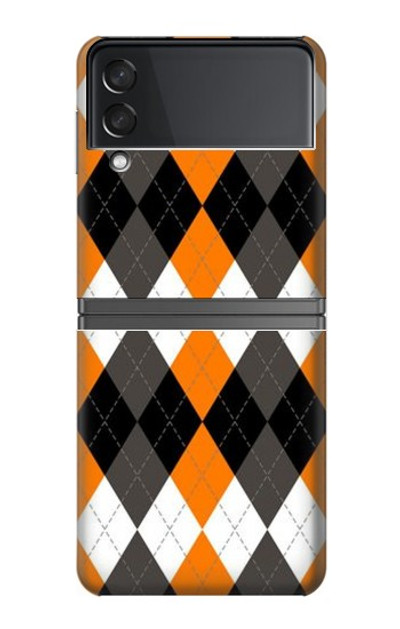 S3421 Black Orange White Argyle Plaid Case Cover Custodia per Samsung Galaxy Z Flip 4