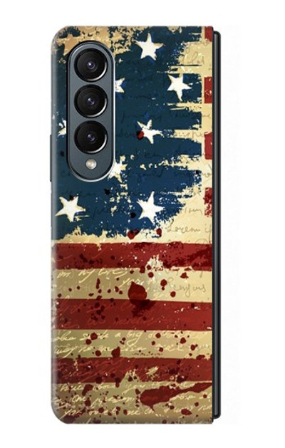 S2349 Old American Flag Case Cover Custodia per Samsung Galaxy Z Fold 4