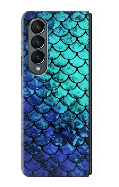 S3047 Green Mermaid Fish Scale Case Cover Custodia per Samsung Galaxy Z Fold 4