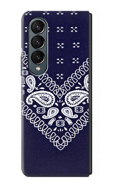 S3357 Navy Blue Bandana Pattern Case Cover Custodia per Samsung Galaxy Z Fold 4