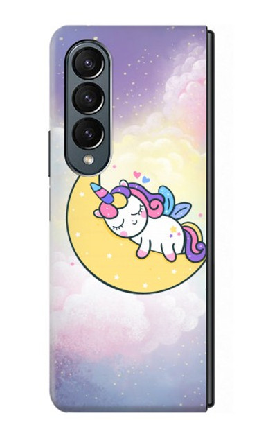 S3485 Cute Unicorn Sleep Case Cover Custodia per Samsung Galaxy Z Fold 4