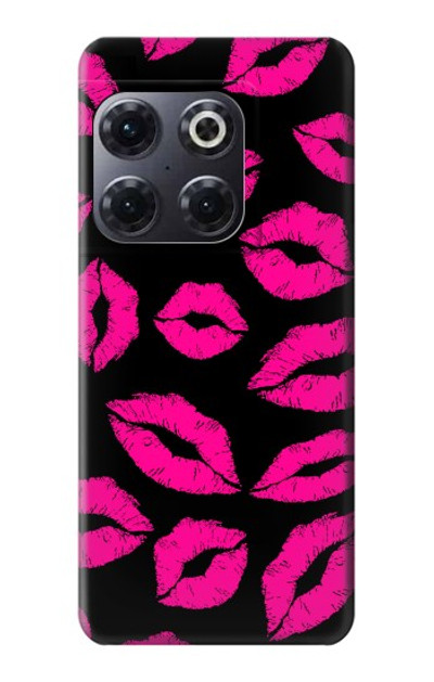 S2933 Pink Lips Kisses on Black Case Cover Custodia per OnePlus 10T