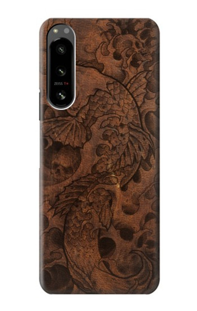 S3405 Fish Tattoo Leather Graphic Print Case Cover Custodia per Sony Xperia 5 IV