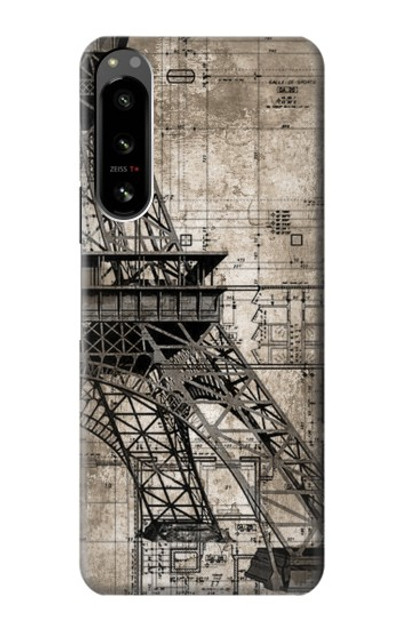 S3416 Eiffel Tower Blueprint Case Cover Custodia per Sony Xperia 5 IV